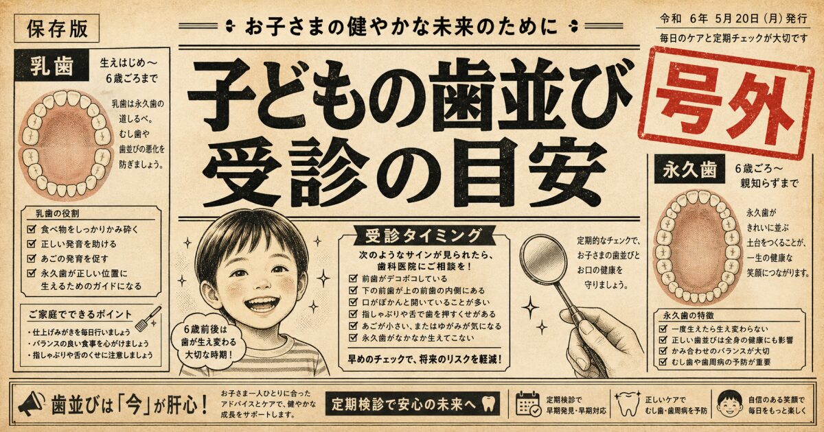 子どもの歯並びはいつから気にする？乳歯の生え変わり期と受診目安