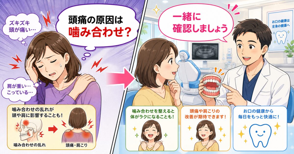 噛み合わせが悪いと体に影響?治らない頭痛や肩こりの原因と治療法