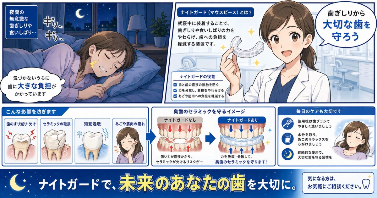 せっかくのセラミックを壊さない!ナイトガードの必要性と違和感対策