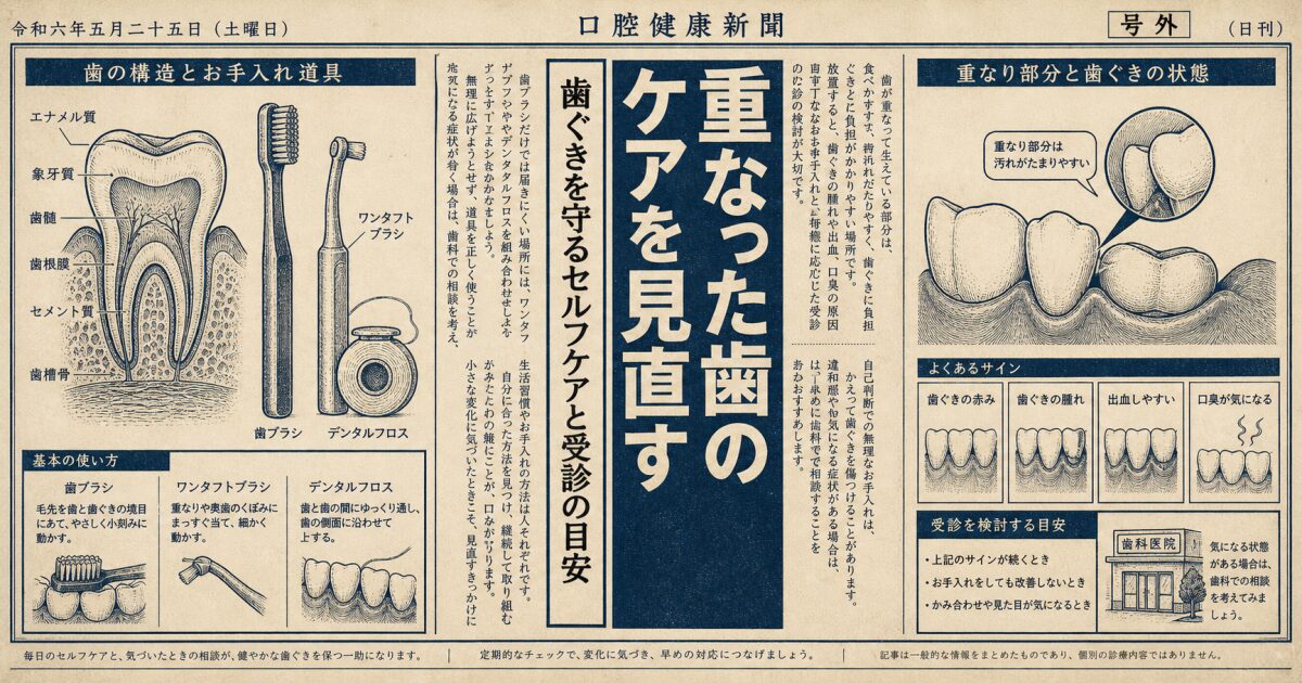 重なった歯が磨けない方へ｜歯周病を防ぐセルフケアと受診目安