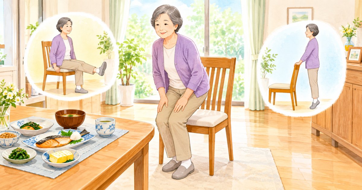 自宅でできるフレイル予防の筋力トレーニング、椅子を使った始め方と回数