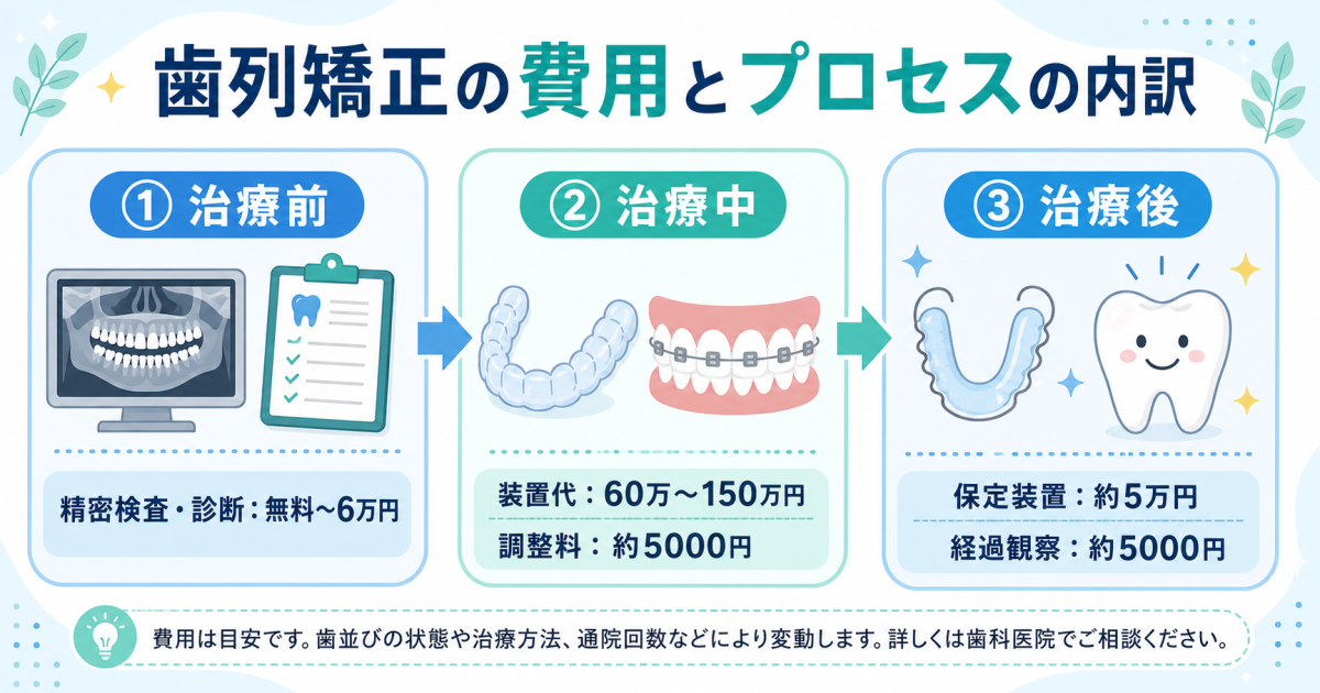 歯列矯正の費用相場と治療プロセスの内訳【装置別の総額目安】